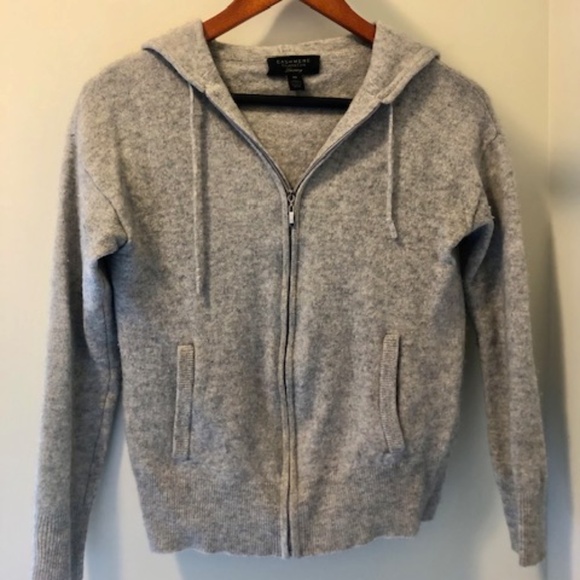 Charter Club Luxury Cashmere Full-Zip Hoodie, Women’s, Heather Gray, Sz XS - Picture 1 of 3